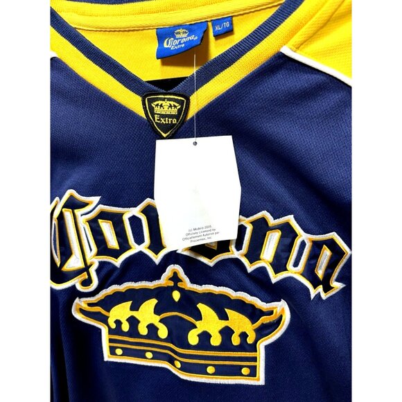 Corona Extra Beer Hockey Jersey Men's XL Long Sleeve Blue White and Yellow, New - Picture 4 of 9